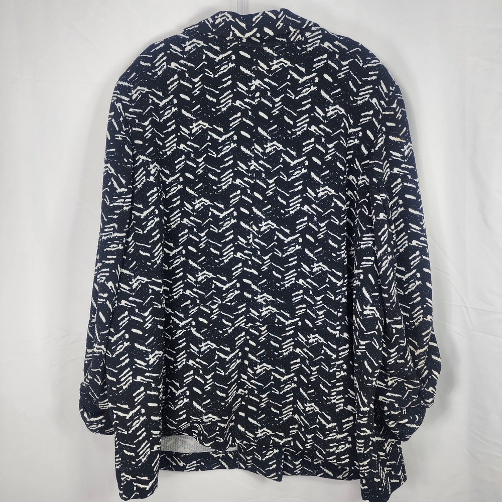 Y2K Avenue Black Print Blazer Jacket Plus 26 28 Office Resortwear Stretch Travel - Picture 2 of 14